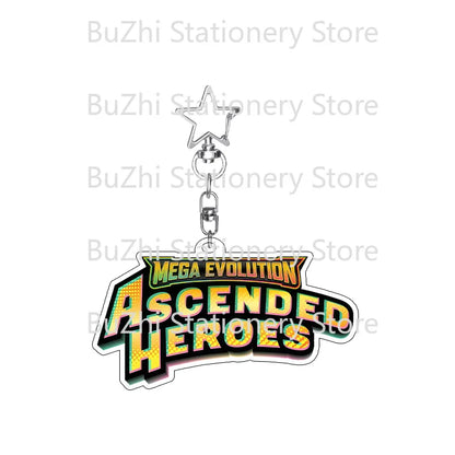 Anime Mega Evolution Acrylic Keychain 5cm – PTCG PKM Cartoon Game Logo Bag Charm Pendant Gift Toy for Boys & Girls Collection