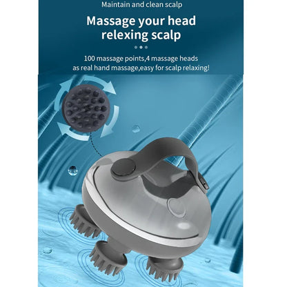 Electric Rechargeable Scalp Massager – Handheld Waterproof Head Scratcher for Stress Relief & Hair Care