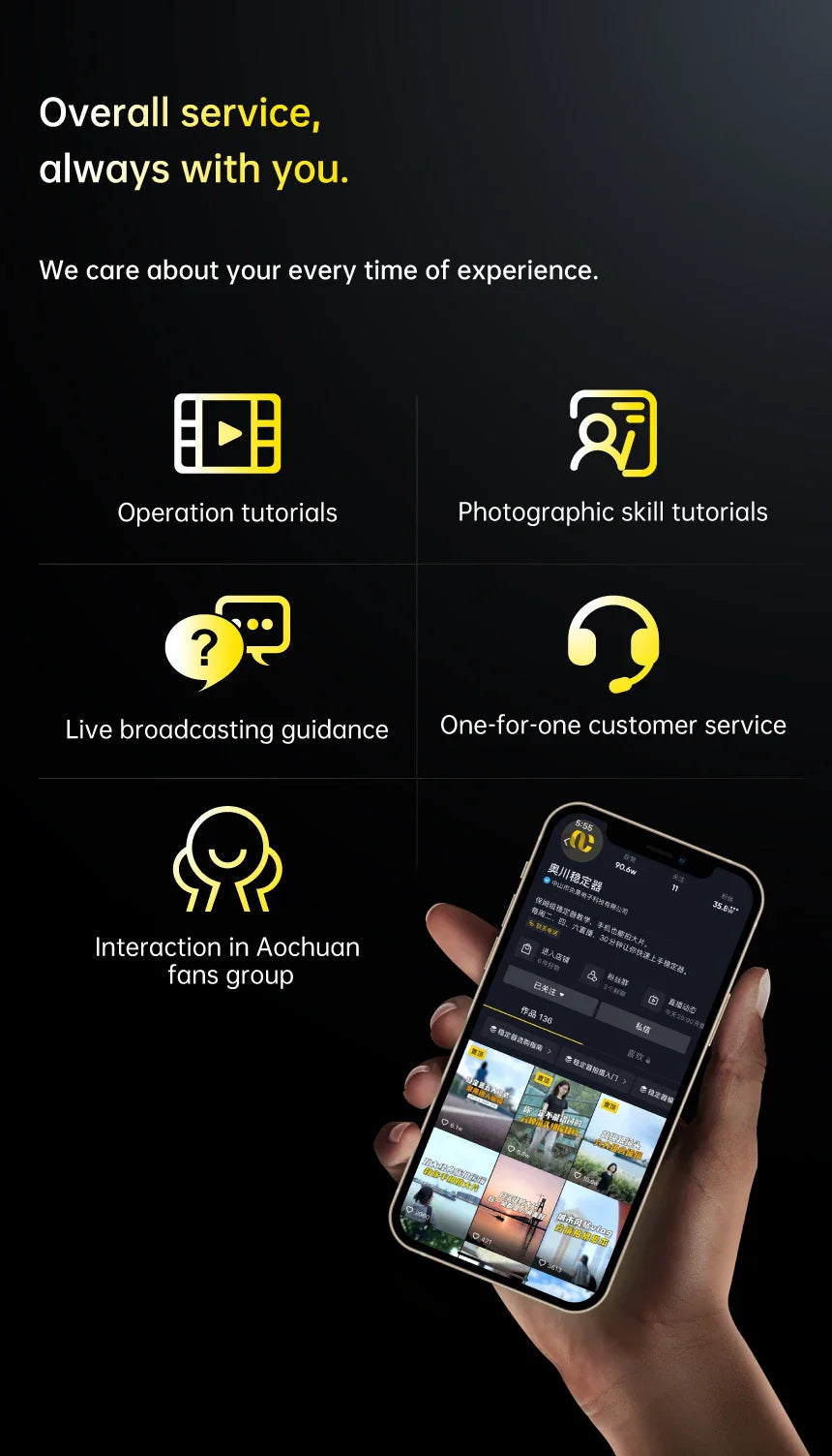 AOCHUAN 3-Axis Handheld Gimbal Stabilizer – Smartphone Stabilizer with Fill Light, Face Tracking for iPhone & Android, Tiktok & Vlog Smart XE