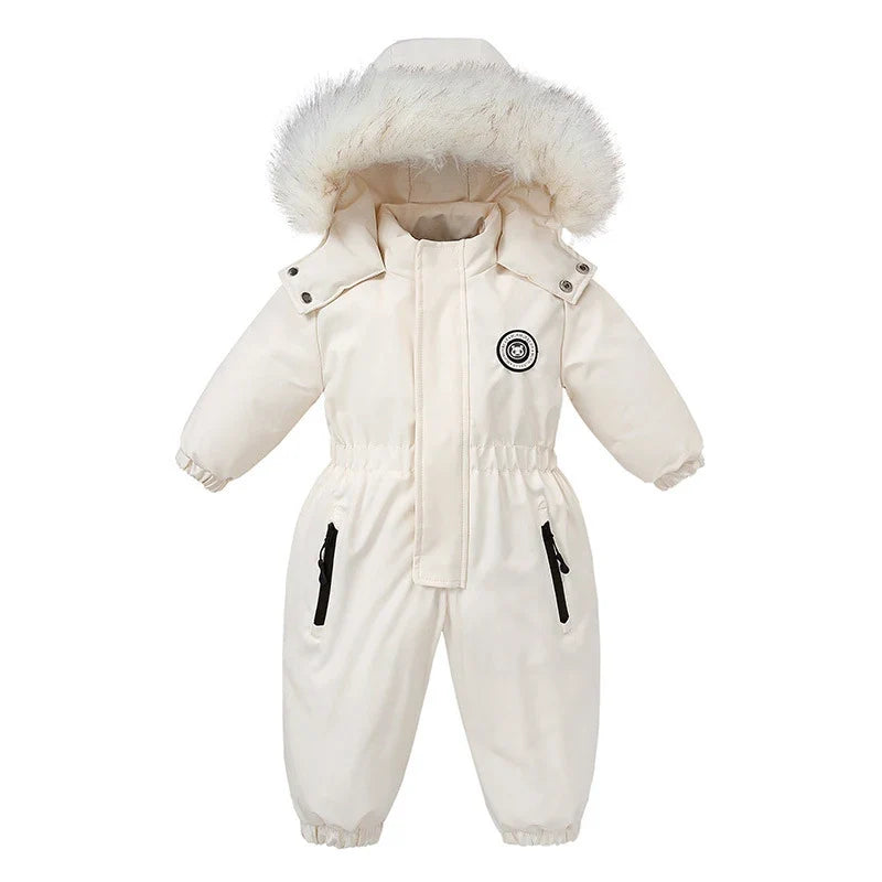 Winter Baby Ski Suit - Warm Waterproof Velvet Jumpsuit for Boys & Girls, 1–5 Years