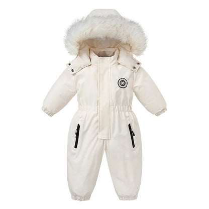 Winter Baby Ski Suit - Warm Waterproof Velvet Jumpsuit for Boys & Girls, 1–5 Years