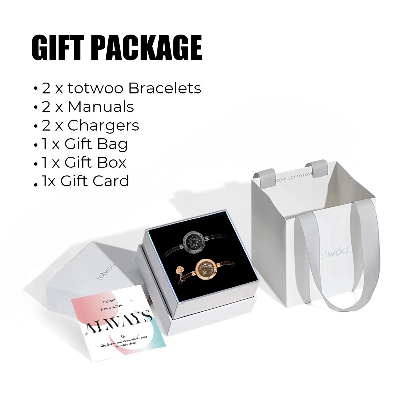 TOTWOO Long Distance Touch Bracelets for Couples - Light Up & Vibration Smart Jewelry | Relationship Gifts for Lovers