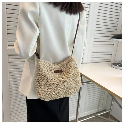 Straw Knitted Handbag – Women’s Woven Shoulder & Crossbody Beach Bag