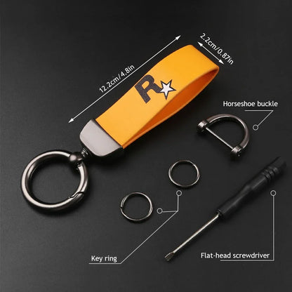 Durable Yellow Multi-Pendant Key Holder Strap – Nylon Webbing Game Keychain, Key Ring & Keyfob