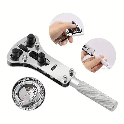 3-Claw Adjustable Watch Case Opener Wrench – Screw Back Repair Tool Kit