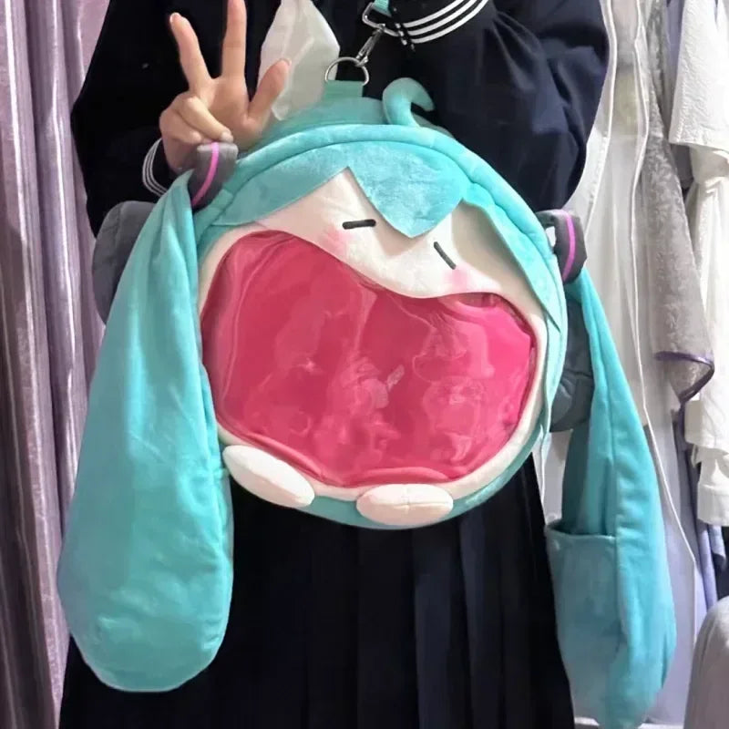 Hatsune Miku Shoulder Bag – Cute Anime Girl Plush Backpack, Kawaii Knapsack for Students & Kids Gifts