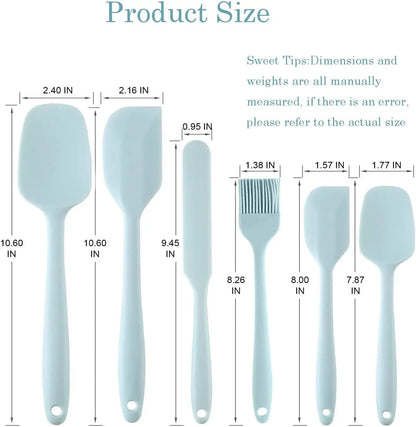 6-Piece Silicone Spatula Set: Food Grade Non-Stick Heat Resistant Turner Spatulas for Cooking, Baking, Mixing - Essential Baking Tools