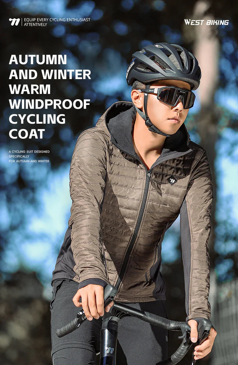 WEST BIKING Men's Winter Cycling Jacket - Thermal Fleece Windbreaker for MTB & Motorcycle, 0℃-15℃