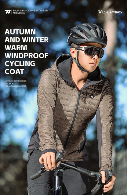 WEST BIKING Men's Winter Cycling Jacket - Thermal Fleece Windbreaker for MTB & Motorcycle, 0℃-15℃