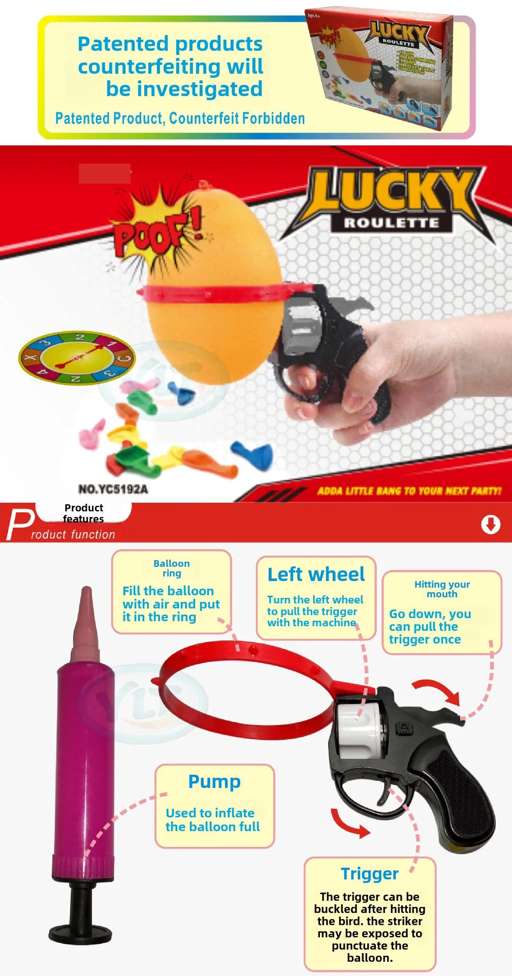 Roulette Balloon Game – Funny Turntable Water Party Tabletop Toy (Random Color)