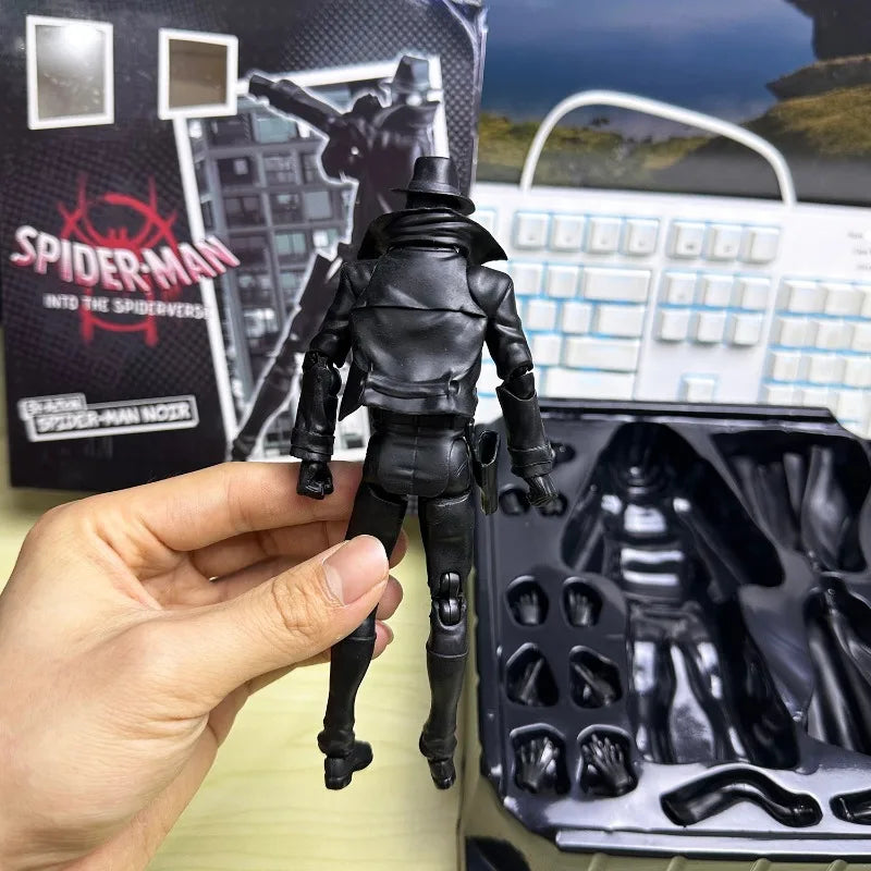 Sentinel Peter Parker Action Figure – Spider-Verse Noir PVC Collectible, Movable Miles Parker Figurine