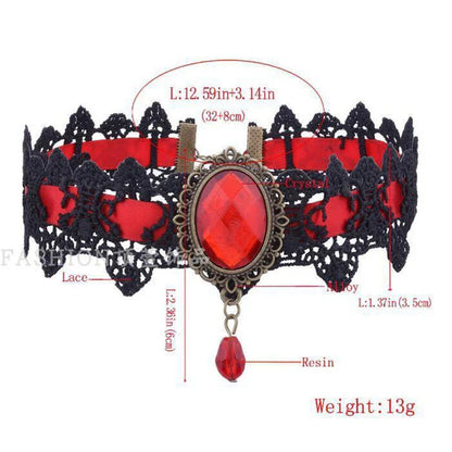 10-Style Bohemian Lace Necklaces for Women – Gothic Punk Choker Jewelry, Red, Blue & Black, Fashion Gift