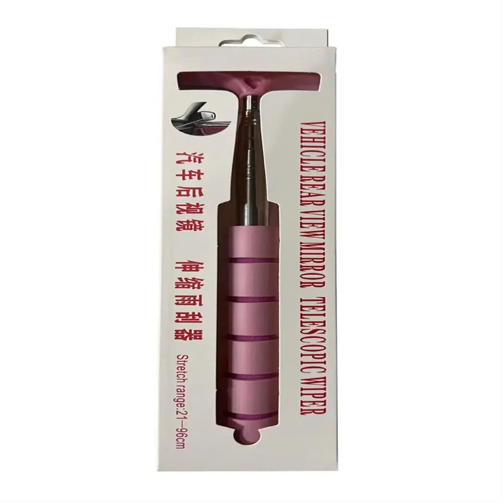 Stainless Steel Telescopic Car Rearview Mirror Wiper : Retractable Brush Head for Window Wash & Cleaning - Handheld Wiper Tool