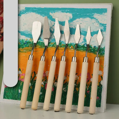 7Pcs Stainless Steel Oil Painting Knives - Artist Crafts Spatula Palette Knife Mixing Scraper Art Tools