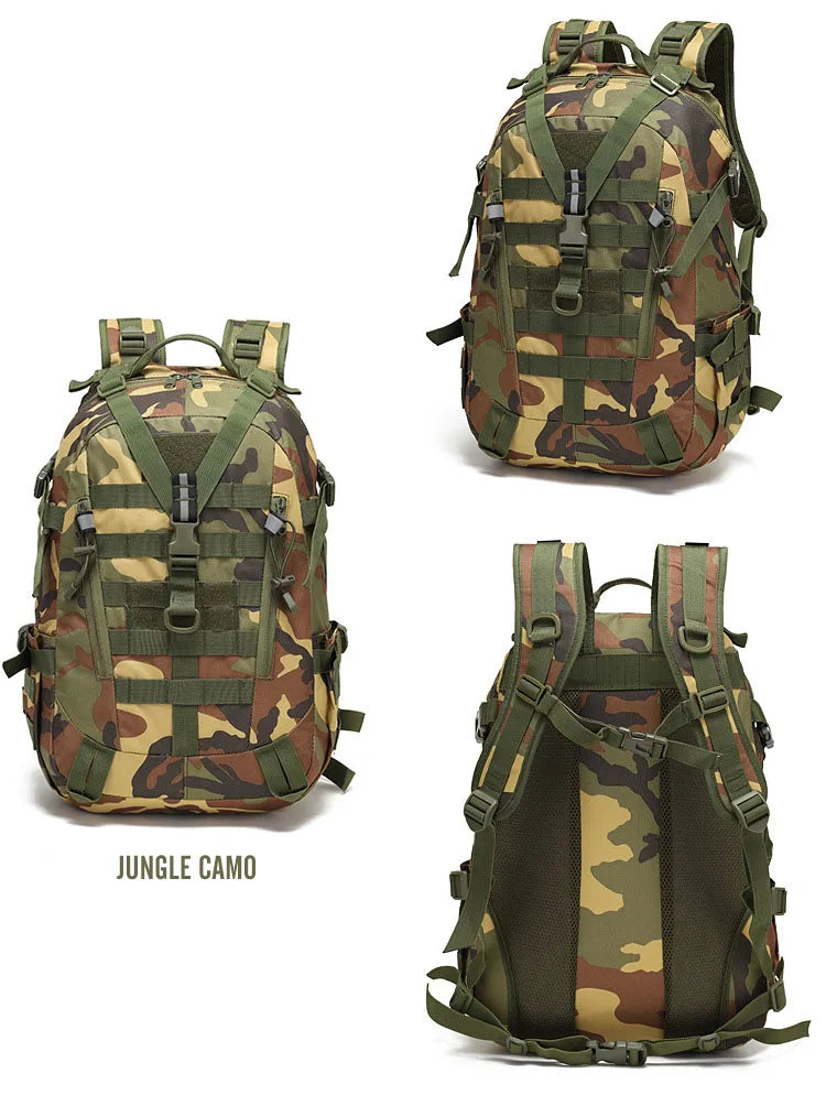 40L Tactical Reflective Backpack – Molle Camouflage Rucksack for Outdoor Hiking, Camping, Hunting & Travel
