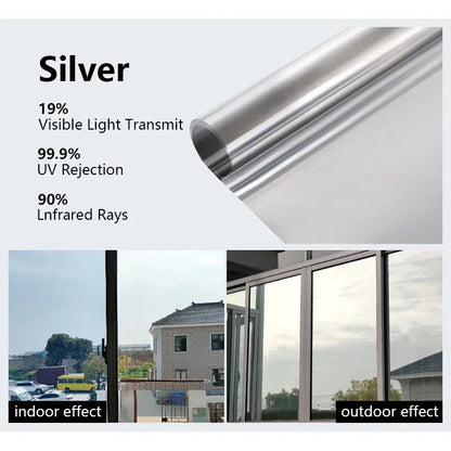 One Way Privacy Window Film - Anti UV Reflective Static Cling Glass Tint Vinyl