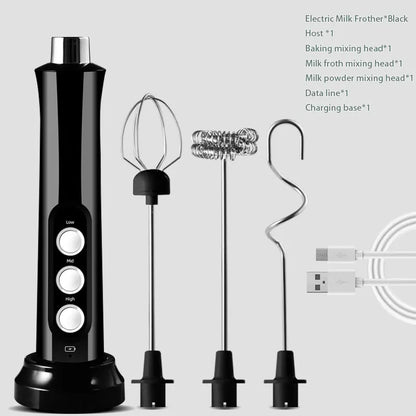 3-in-1 Rechargeable Electric Milk Frother | High-Speed Handheld Foam Maker & Coffee Frothing Wand | Portable Drink Mixer
