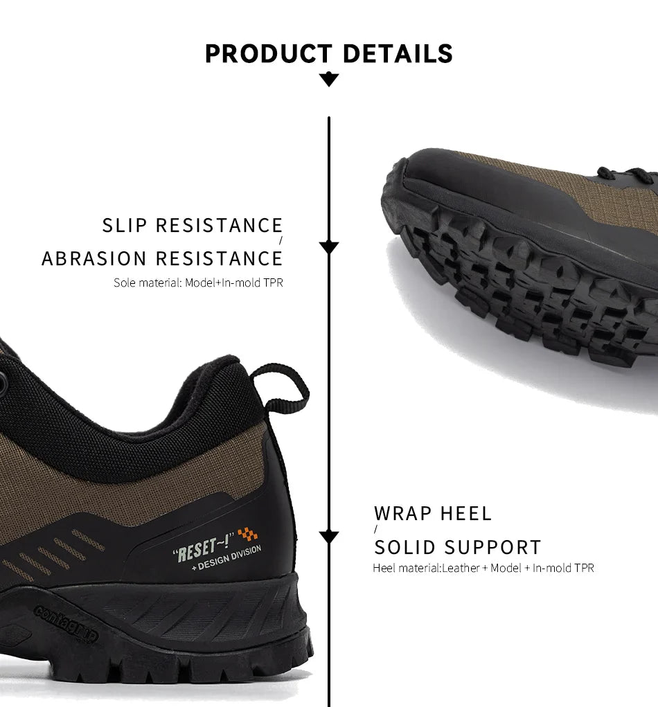 Baasploa Men's Waterproof Hiking Shoes – Anti-Skid, Wear-Resistant Outdoor Sneakers for Travel & Sports