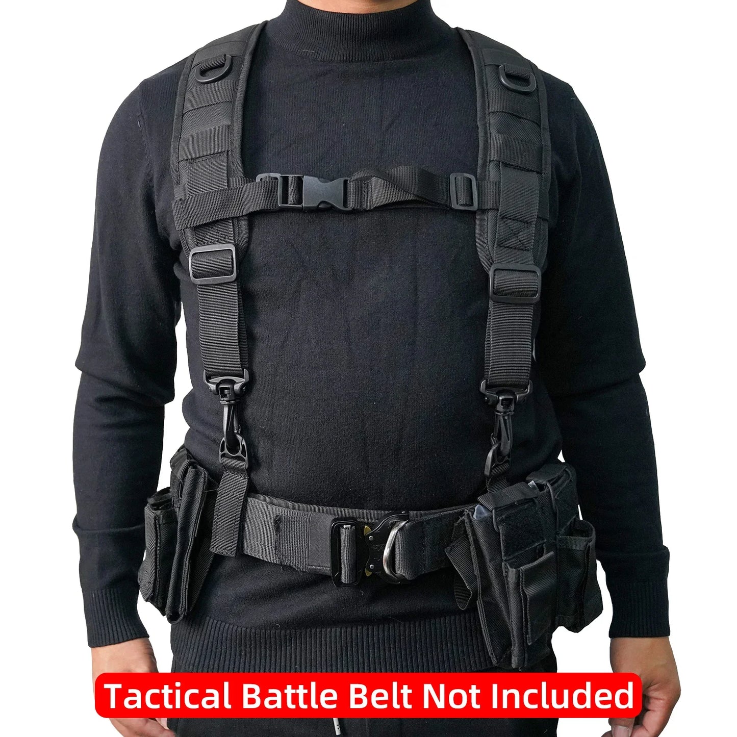 Tactical Police Suspenders — Adjustable Duty Belt Harness with 4 Tool Belt Loops for Law Enforcement