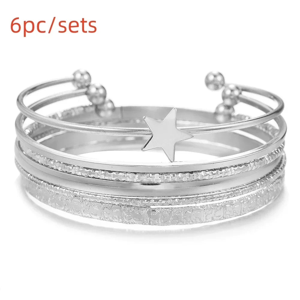 12Pcs Punk Curb Cuban Chain Bracelet Set for Women – Gold Miami Boho Thick Charm Bangles Fashion Jewelry
