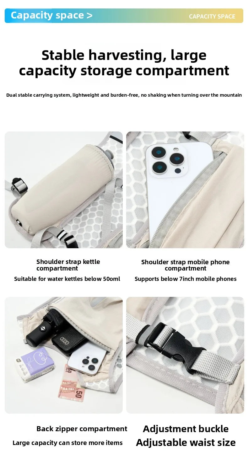 Lightweight Reflective Running & Biking Vest | Hydration Chest Pack with Phone Storage Pocket