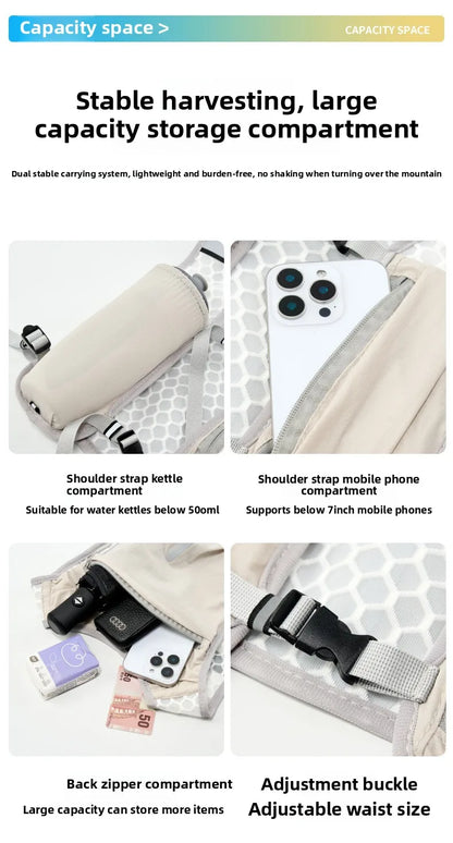 Lightweight Reflective Running & Biking Vest | Hydration Chest Pack with Phone Storage Pocket