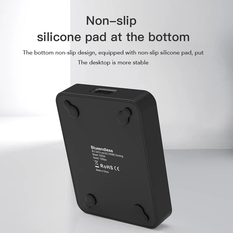Blueendless External SSD Hard Disk NVME Enclosure – 10G Online Reading/Writing Speed, M.2 NVME SD Docking Station Case