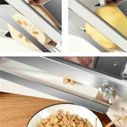 Manual Stainless Steel Frozen Meat Slicer - Kitchen Food Cutter with Automatic Meat Delivery and Nonslip Handle