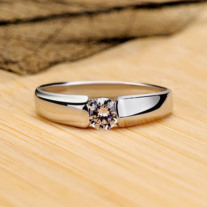 18K White Gold Color Solitaire Ring - 2 Carat Zirconia Diamond Style Wedding Band Luxury Jewelry for Women