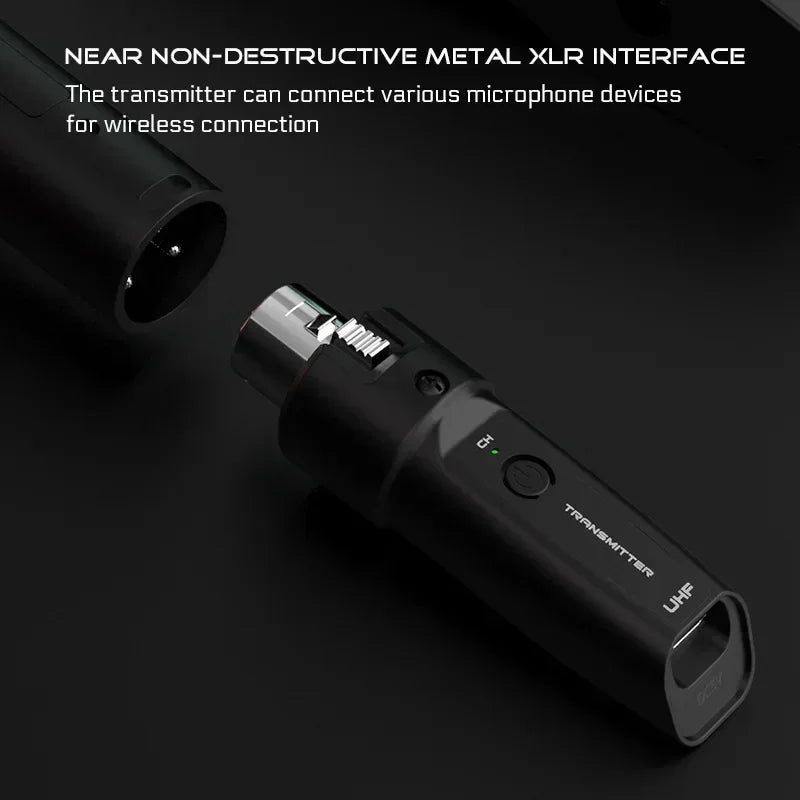 UHF Wireless Microphone Adapter – XLR Transmitter & Receiver for Dynamic Mics, Guitar, Audio Mixer & PA System