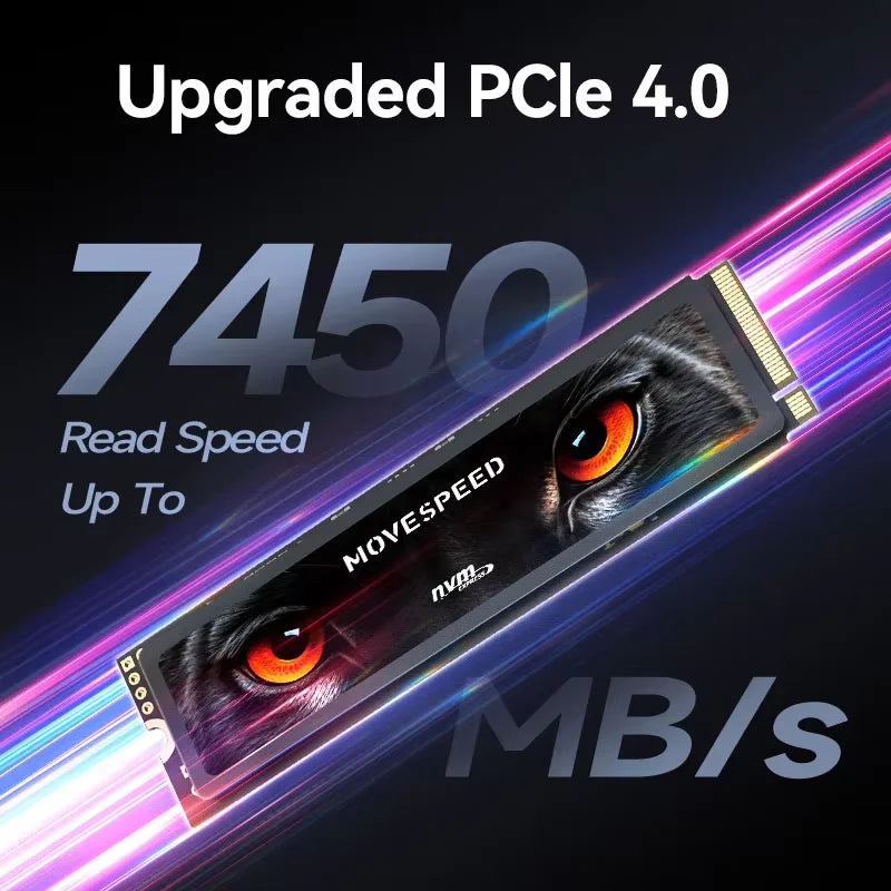 MOVESPEED PCIe 4.0 NVMe M.2 2280 SSD – Up to 7450MB/s Internal Solid State Drive for PS5 & Gaming PC (1TB / 2TB / 4TB)