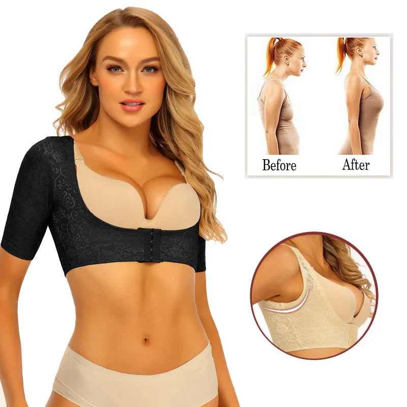 Women's Upper Arm Shapers - Compression Slimming Shapewear Vest Tops - Humpback Posture Corrector for Improved Posture
