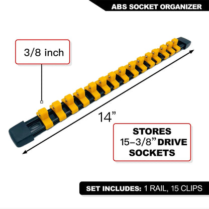 Socket Organizer Set - 1/4 3/8 1/2 Inch Socket Holder Trays for Tool Box Drawers & Storage Rails