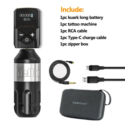 Ambition Stroke 4.0mm Rotary Tattoo Machine with Coreless Motor, 33mm Grip, RCA Interface, Permanent Makeup Pen for Body Art