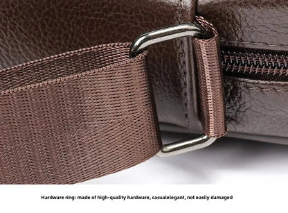 Men’s Genuine Leather Crossbody Bag – Small Outdoor Casual Bag for Motorcycle and Daily Use