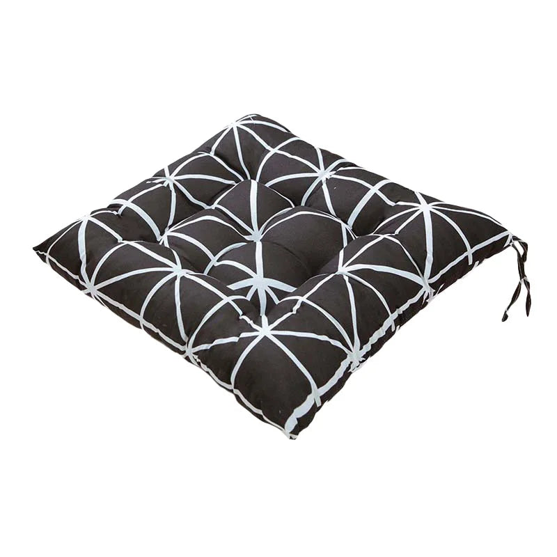 40cm Square Chair Cushion – Thickened Linen Stool Pad with Anti-Skid Strap, Backrest Pillow for Home & Office Chair