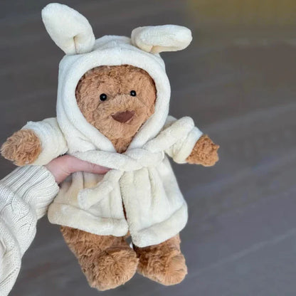 Jellycat Spot Barcelona Bathrobe Bear – Eggplant & Strawberry Bear Dolls, Cute Soothing Companion for Children's Festival Gifts