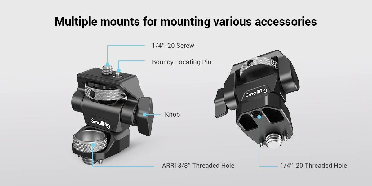 SmallRig DSLR Camera Clamp – Swivel & Tilt Adjustable Monitor Mount with Screws for Monitor, Flash Light & DIY Attachment (2903B)