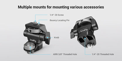 SmallRig DSLR Camera Clamp – Swivel & Tilt Adjustable Monitor Mount with Screws for Monitor, Flash Light & DIY Attachment (2903B)