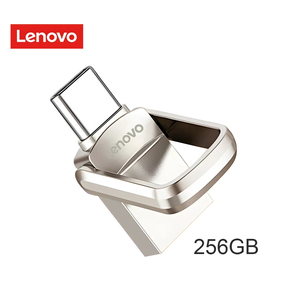 Original Lenovo 2TB USB 3.1 Pendrive – Metal 2-in-1 OTG Flash Drive for Phone & Computer (128GB, 512GB, 1TB, 2TB)