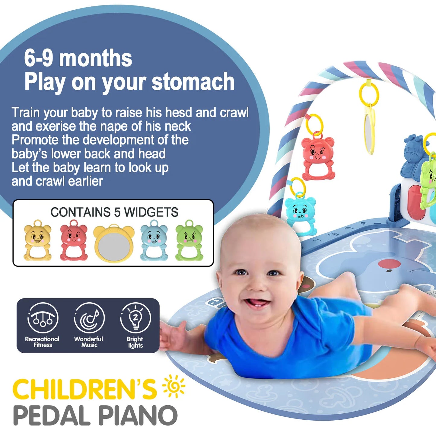 Children’s Pedal Piano — Early Education Music Toy with Light-Up Crawling Mat for Baby Music & Fitness