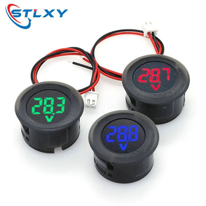 DC 4-100V LED Digital Voltmeter - Circular Two-Wire Display with Reverse Connection Protection