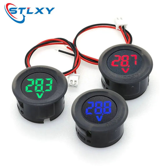 DC 4-100V LED Digital Voltmeter - Circular Two-Wire Display with Reverse Connection Protection