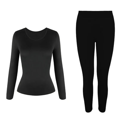 Women's Thermal Underwear Set - Fleece-Lined Long Johns Base Layer Top and Bottom, 2 Piece Set