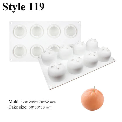 SHENHONG Silicone Fruit Mousse Cake Molds – Orange, Apple, Pear, Mango, Strawberry & Durian Dessert Decorating Tools
