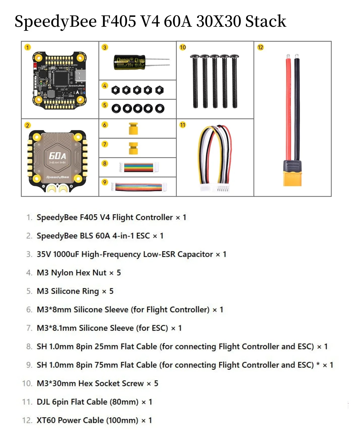 Original SpeedyBee F405 V3 Flight Controller & 60A ESC - 30x30 FPV Stack for Freestyle DIY Drones