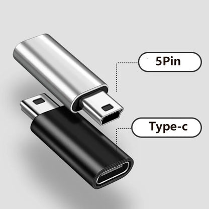 Mini USB to USB Type-C Adapter – 5-Pin Male to Female Data Transfer Connector for GoPro, MP3, Camera & PC