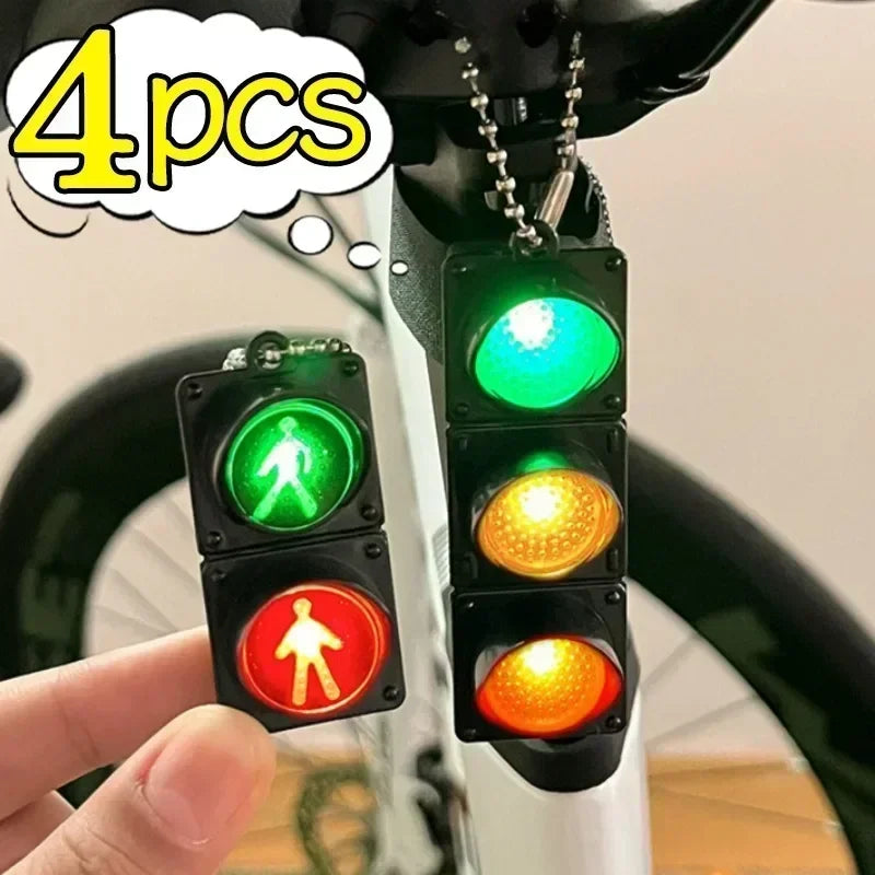 1/4Pcs Mini Simulation Electronic Traffic Light Keychain – LED Pedestrian Light Toy for Kids’ Learning & Gifts