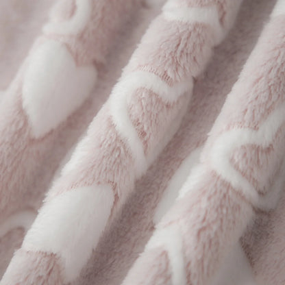 Women's Plush Flannel Bathrobe - Heart Print Fuzzy Long Sleeve Robe with Belt