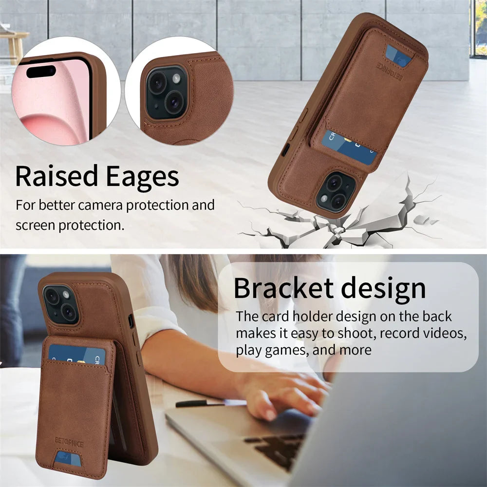 BETOPNICE 2-in-1 Magnetic Leather Wallet Case – Detachable Card Holder for iPhone 11 to 16 Pro Max & 16 Plus